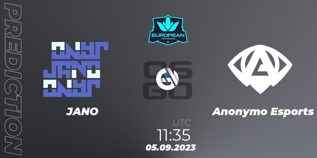 Pronósticos JANO - Anonymo Esports. 05.09.2023 at 11:35. European Pro League Season 10 - Counter-Strike (CS2)