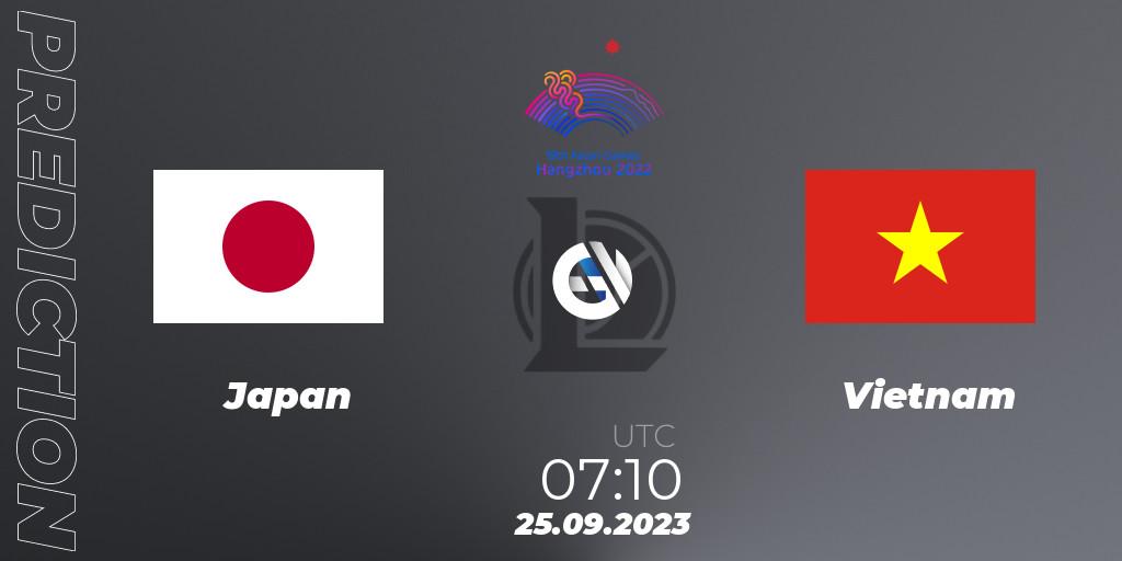 Pronósticos Japan - Vietnam. 25.09.2023 at 07:10. 2022 Asian Games - LoL