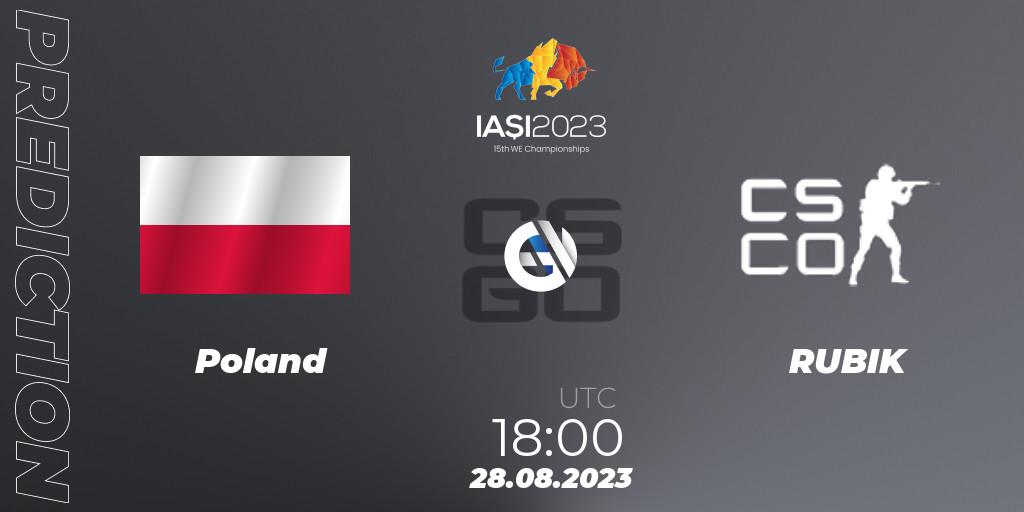 Pronósticos Poland - RUBIK. 28.08.2023 at 21:00. IESF World Esports Championship 2023 - Counter-Strike (CS2)