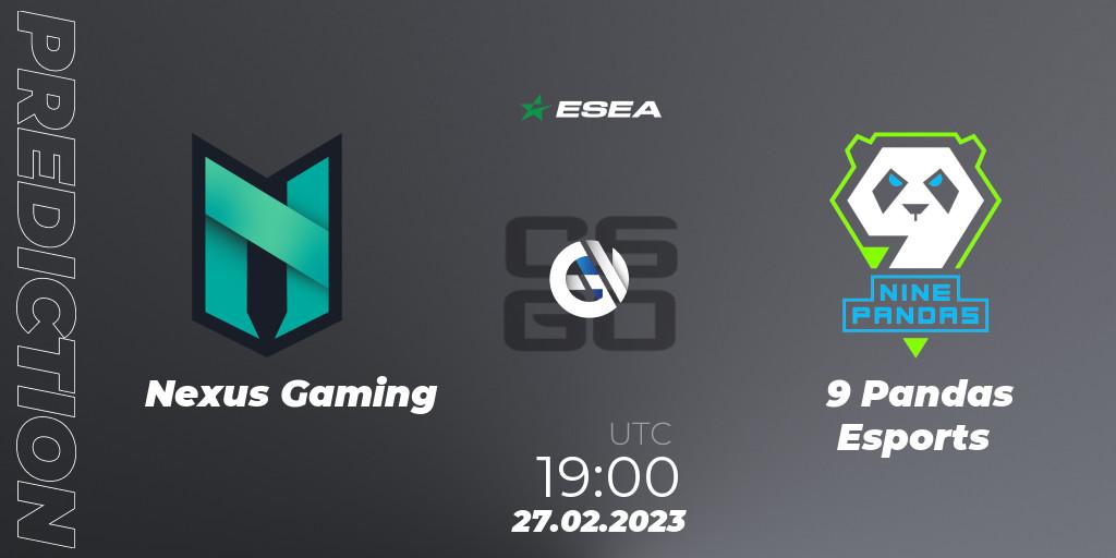 Pronósticos Nexus Gaming - 9 Pandas Esports. 27.02.2023 at 19:00. ESEA Season 44: Advanced Division - Europe - Counter-Strike (CS2)