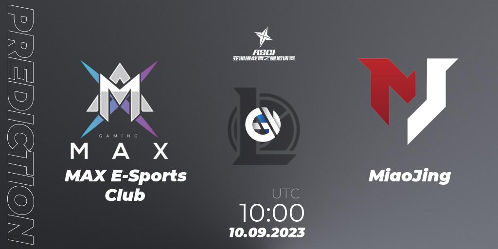 Pronósticos MAX E-Sports Club - MiaoJing. 10.09.2023 at 10:00. Asia Star Challengers Invitational 2023 - LoL