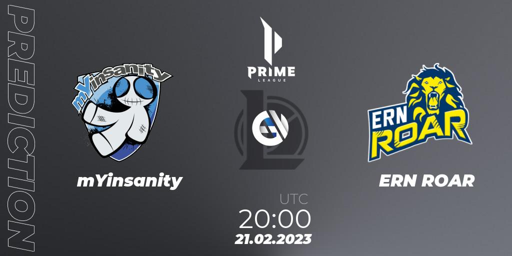 Pronósticos mYinsanity - ERN ROAR. 21.02.23. Prime League 2nd Division Spring 2023 - Group Stage - LoL