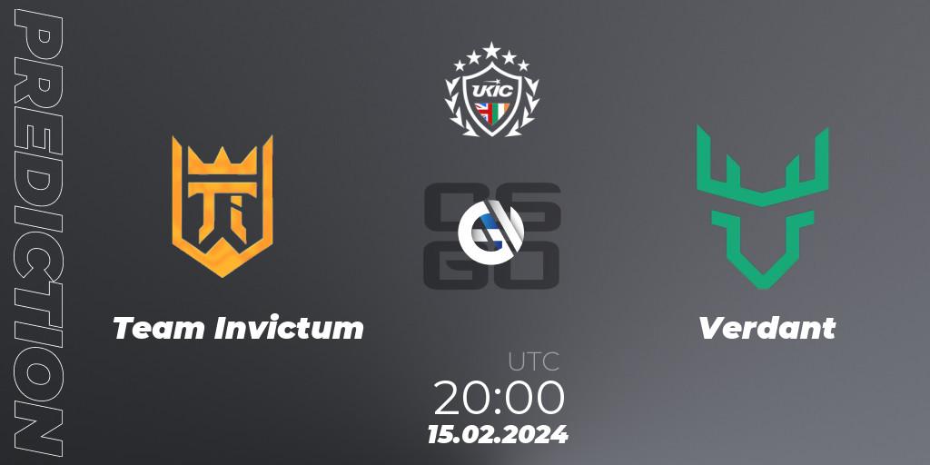 Pronósticos Team Invictum - Verdant. 15.02.2024 at 20:00. UKIC League Season 1: Division 1 - Counter-Strike (CS2)