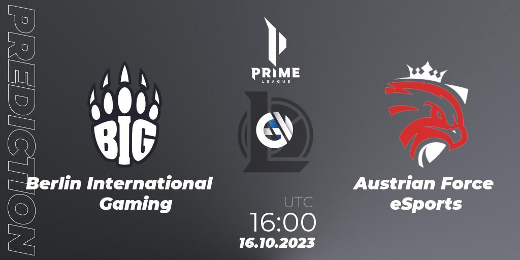 Pronósticos Berlin International Gaming - Austrian Force eSports. 16.10.23. Prime League Pokal 2023 - LoL
