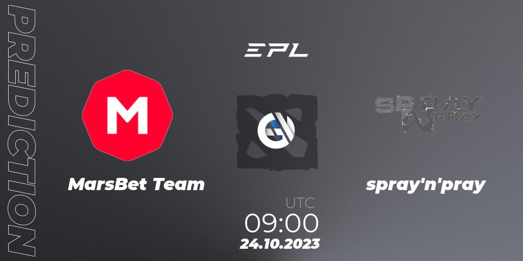 Pronósticos MarsBet Team - spray'n'pray. 24.10.2023 at 18:00. European Pro League Season 13 - Dota 2