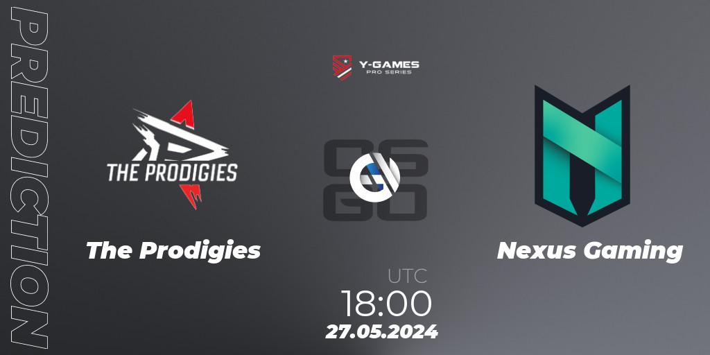 Pronósticos The Prodigies - Nexus Gaming. 27.05.2024 at 18:00. Y-Games PRO Series 2024 - Counter-Strike (CS2)