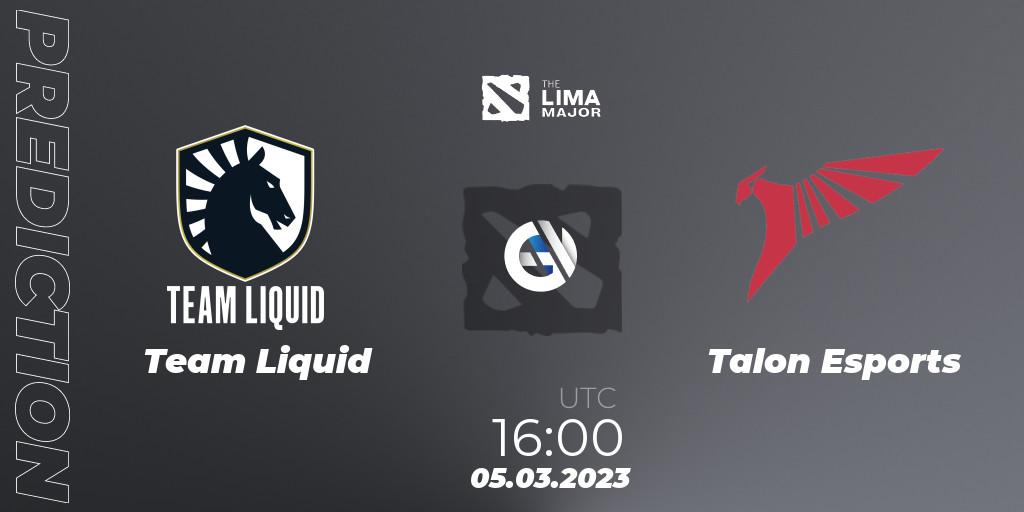 Pronósticos Team Liquid - Talon Esports. 05.03.23. The Lima Major 2023 - Dota 2