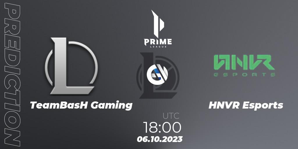 Pronósticos TeamBasH Gaming - HNVR Esports. 06.10.2023 at 18:00. Prime League Pokal 2023 - LoL