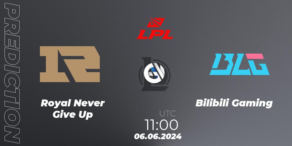 Pronósticos Royal Never Give Up - Bilibili Gaming. 06.06.2024 at 11:00. LPL 2024 Summer - Group Stage - LoL