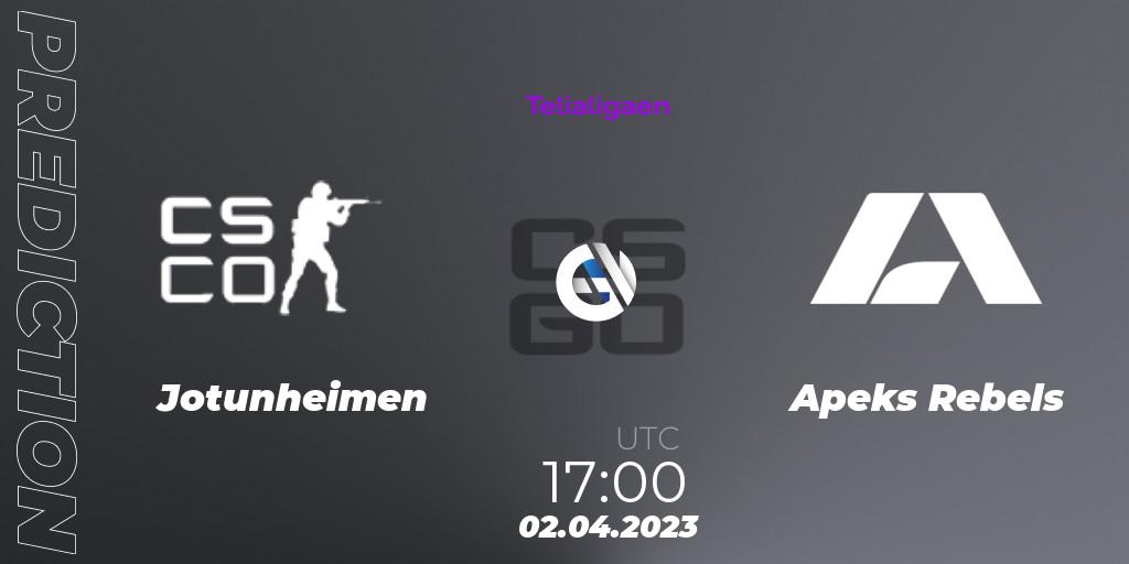 Pronósticos Jotunheimen - Apeks Rebels. 02.04.23. Telialigaen Spring 2023: Group stage - CS2 (CS:GO)