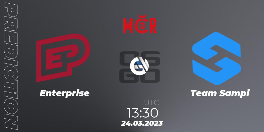 Pronósticos Enterprise - Team Sampi. 24.03.2023 at 13:35. Tipsport Cup Prague Spring 2023: Online Stage - Counter-Strike (CS2)