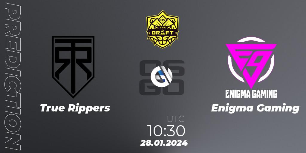 Pronósticos True Rippers - Enigma Gaming. 28.01.2024 at 11:30. BLAST The Draft Season 1 - India Division - Counter-Strike (CS2)