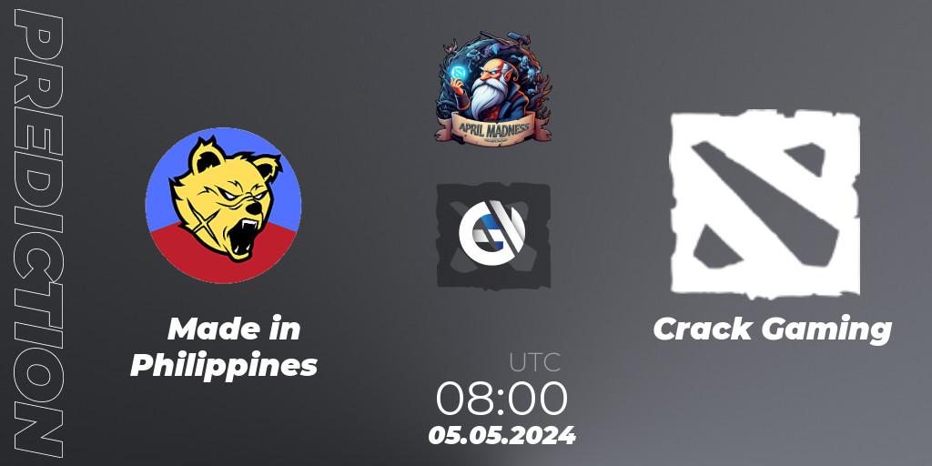 Pronósticos Made in Philippines - Crack Gaming. 06.05.2024 at 10:00. April Madness: Dota 2 Championship - Dota 2