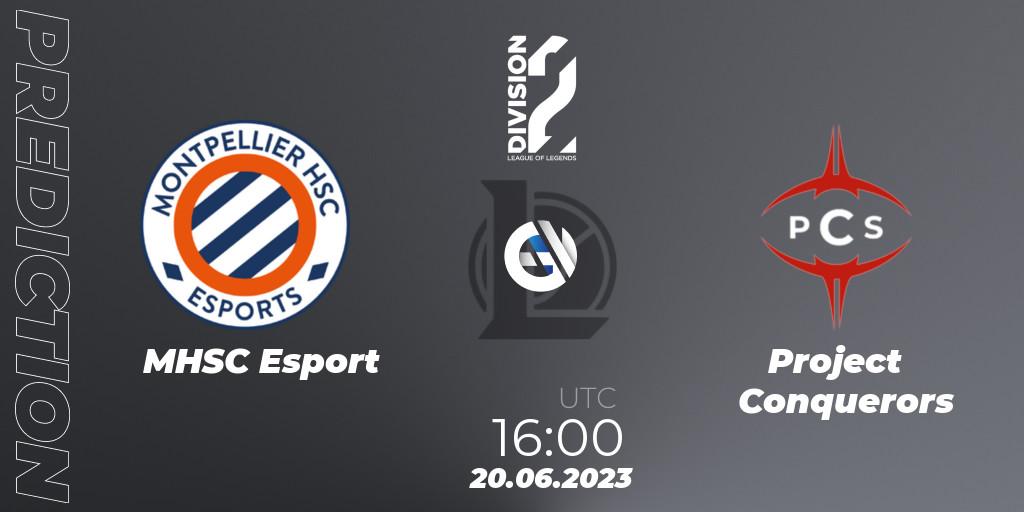 Pronósticos MHSC Esport - Project Conquerors. 20.06.2023 at 16:00. LFL Division 2 Summer 2023 - Group Stage - LoL