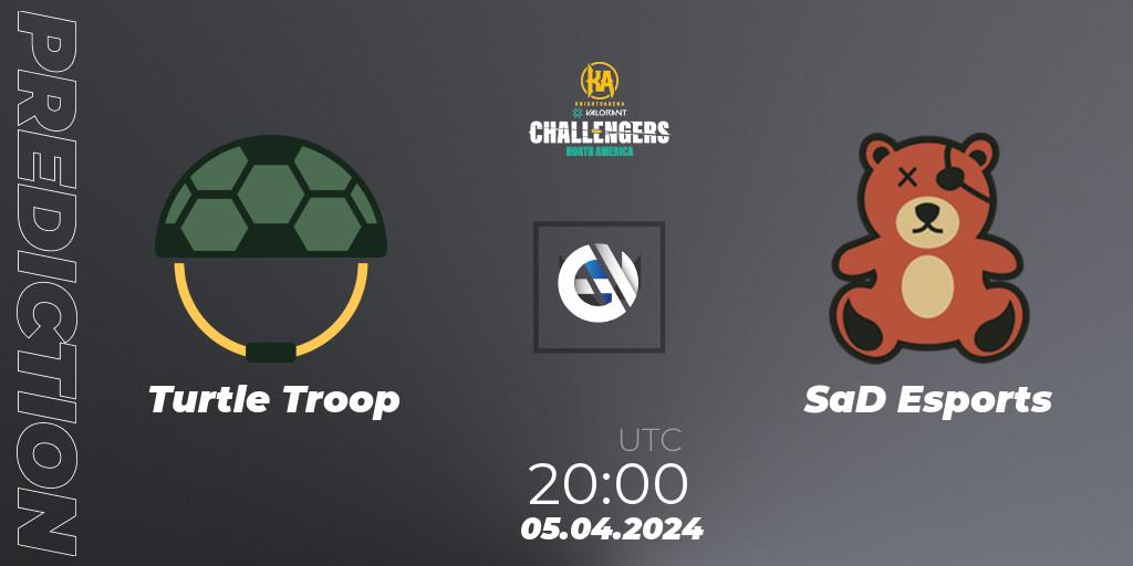 Pronósticos Turtle Troop - SaD Esports. 05.04.2024 at 20:00. VALORANT Challengers 2024: North America Split 1 - VALORANT
