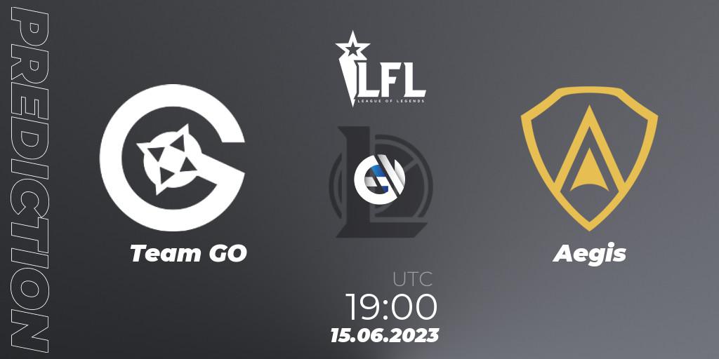 Pronósticos Team GO - Aegis. 15.06.2023 at 19:00. LFL Summer 2023 - Group Stage - LoL
