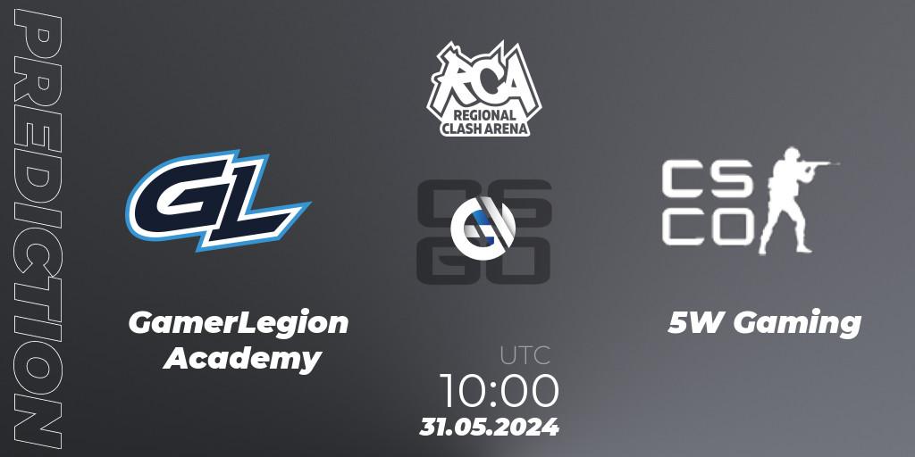 Pronósticos GamerLegion Academy - 5W Gaming. 31.05.2024 at 10:00. Regional Clash Arena Europe: Closed Qualifier - Counter-Strike (CS2)