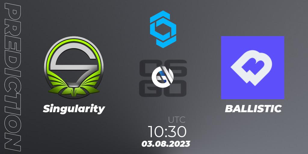 Pronósticos Singularity - BALLISTIC. 03.08.2023 at 10:30. CCT East Europe Series #1: Closed Qualifier - Counter-Strike (CS2)