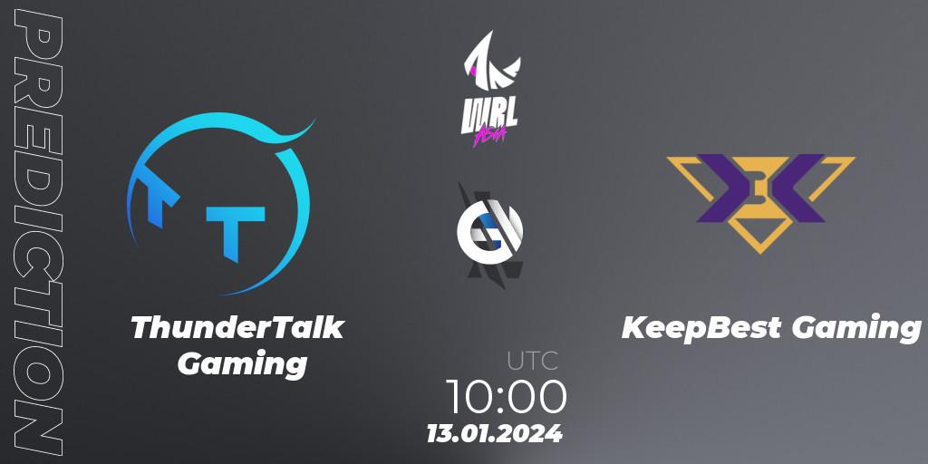 Pronósticos ThunderTalk Gaming - KeepBest Gaming. 13.01.2024 at 10:00. WRL Asia 2023 - Season 2: China Conference - Wild Rift