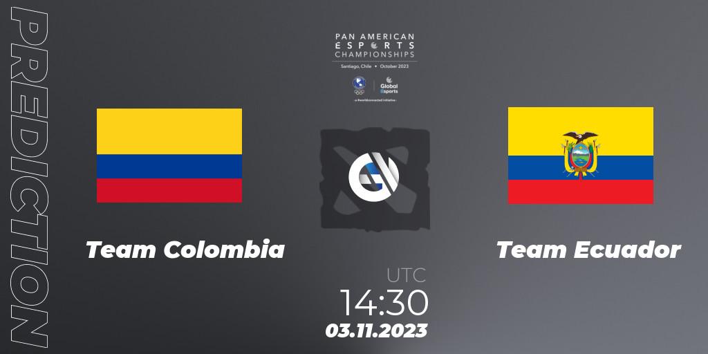 Pronósticos Team Colombia - Team Ecuador. 03.11.2023 at 14:30. Pan American Esports Championships 2023: Open - Dota 2