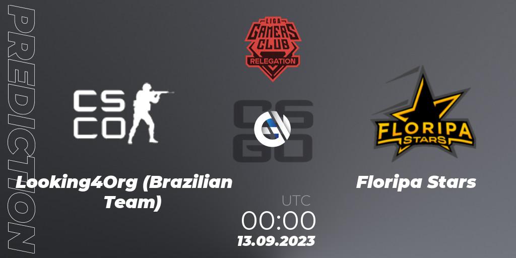 Pronósticos Looking4Org (Brazilian Team) - Floripa Stars. 12.09.2023 at 21:00. Gamers Club Liga Série A Relegation: September 2023 - Counter-Strike (CS2)