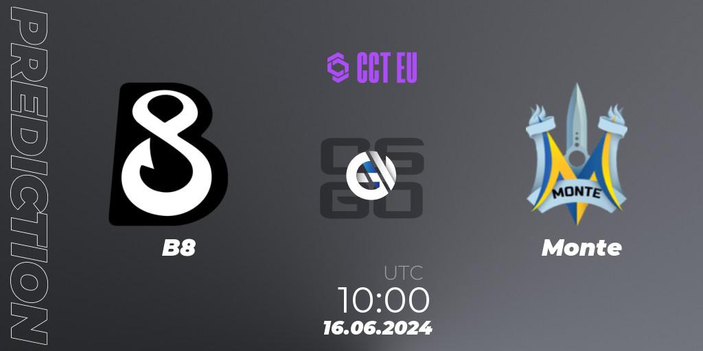 Pronósticos B8 - Monte. 16.06.2024 at 10:00. CCT Season 2 Europe Series 5 - Counter-Strike (CS2)