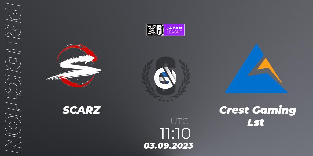 Pronósticos SCARZ - Crest Gaming Lst. 03.09.2023 at 11:10. Japan League 2023 - Stage 2 - Rainbow Six