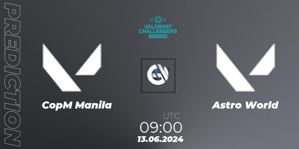 Pronósticos CopM Manila - Astro World. 13.06.2024 at 09:00. VALORANT Challengers 2024 Philippines: Split 2 - VALORANT