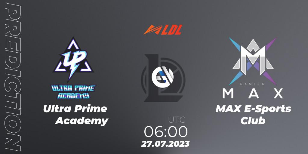 Pronósticos Ultra Prime Academy - MAX E-Sports Club. 27.07.2023 at 06:00. LDL 2023 - Playoffs - LoL