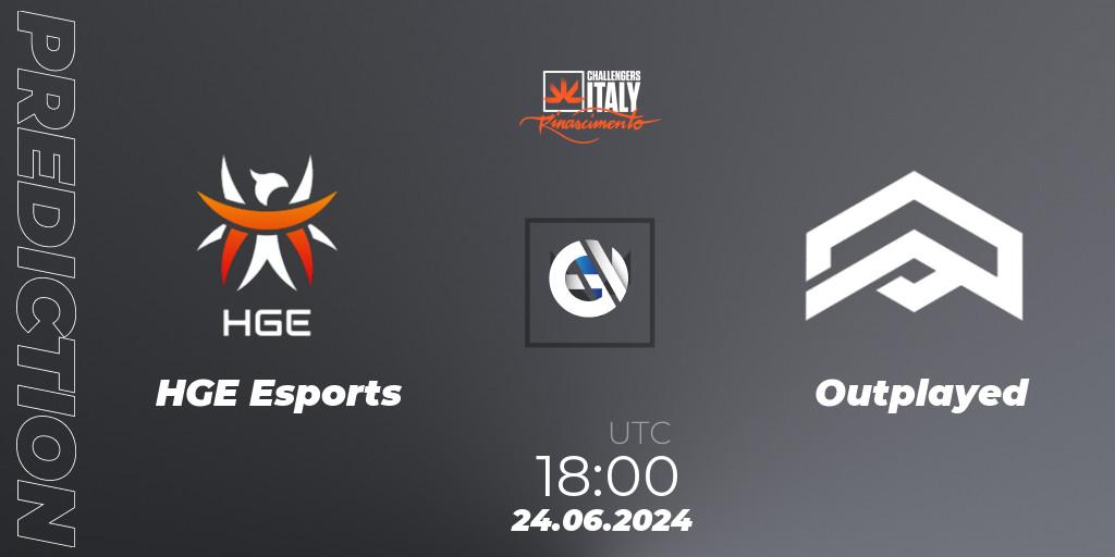 Pronósticos HGE Esports - Outplayed. 24.06.2024 at 18:00. VALORANT Challengers 2024 Italy: Rinascimento Split 2 - VALORANT