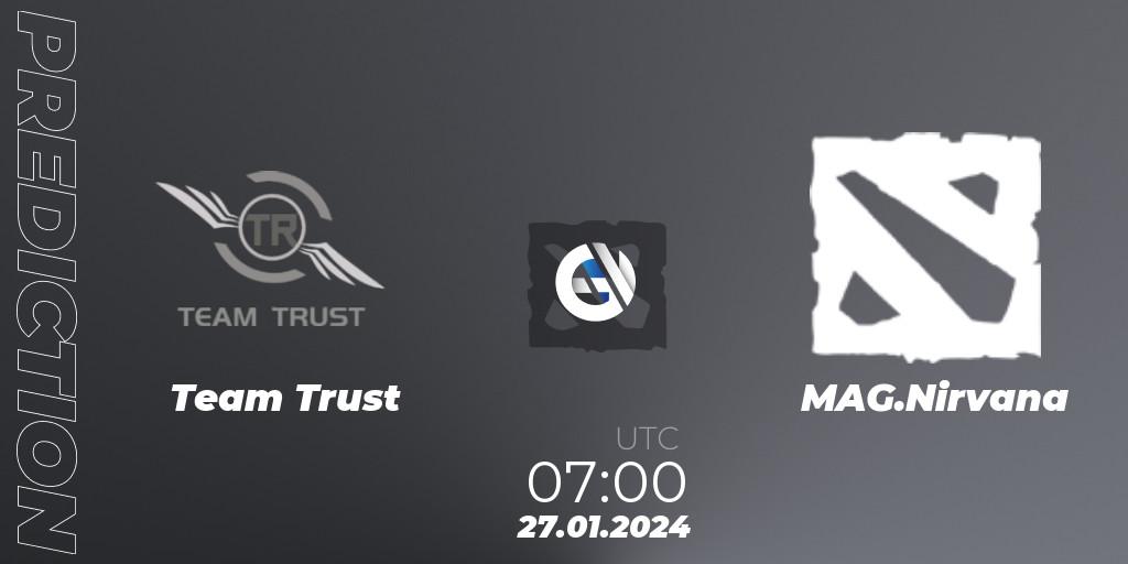 Pronósticos Team Trust - MAG.Nirvana. 27.01.2024 at 07:05. New Year Cup 2024 - Dota 2