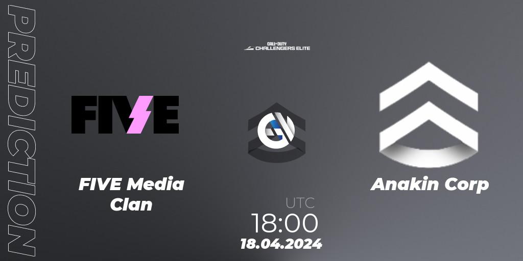 Pronósticos FIVE Media Clan - Anakin Corp. 18.04.2024 at 18:00. Call of Duty Challengers 2024 - Elite 2: EU - Call of Duty