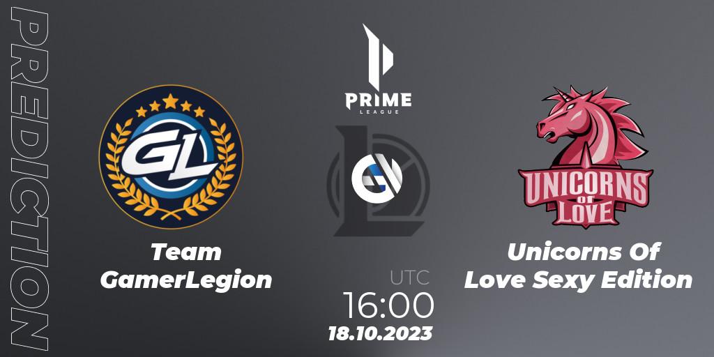 Pronósticos Team GamerLegion - Unicorns Of Love Sexy Edition. 18.10.23. Prime League Pokal 2023 - LoL