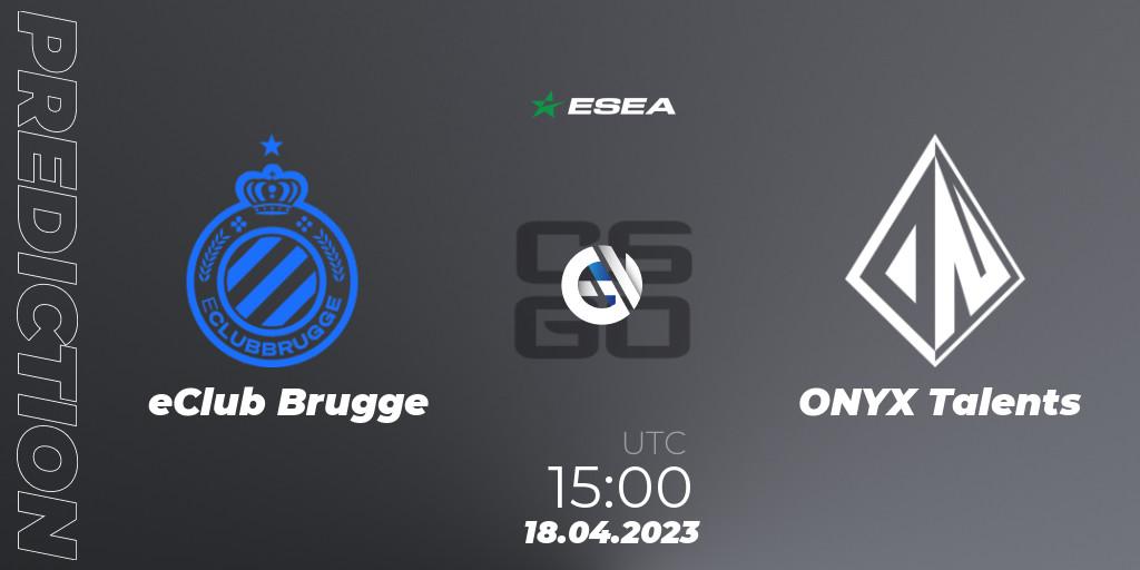 Pronósticos eClub Brugge - ONYX Talents. 24.04.2023 at 17:00. ESEA Season 45: Advanced Division - Europe - Counter-Strike (CS2)