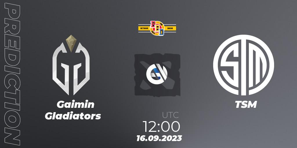 Pronósticos Gaimin Gladiators - TSM. 16.09.2023 at 12:20. BetBoom Dacha - Dota 2