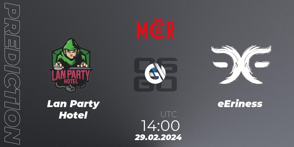 Pronósticos Lan Party Hotel - eEriness. 29.02.2024 at 14:00. Tipsport Cup Winter 2024: Closed Qualifier - Counter-Strike (CS2)