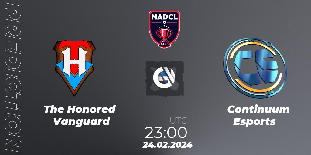 Pronósticos The Honored Vanguard - Continuum Esports. 24.02.2024 at 23:00. North American Dota Challengers League Season 6 Division 1 - Dota 2