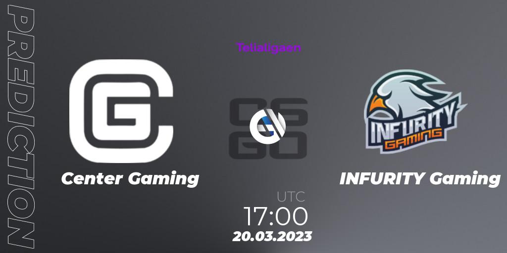Pronósticos Center Gaming - INFURITY Gaming. 20.03.23. Telialigaen Spring 2023: Group stage - CS2 (CS:GO)