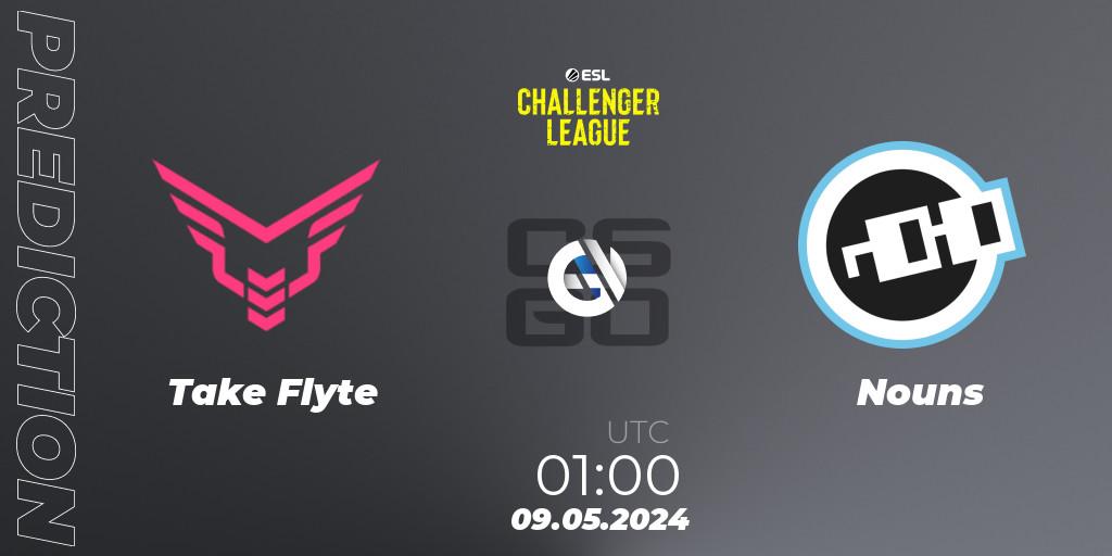 Pronósticos Take Flyte - Nouns. 09.05.2024 at 01:00. ESL Challenger League Season 47: North America - Counter-Strike (CS2)