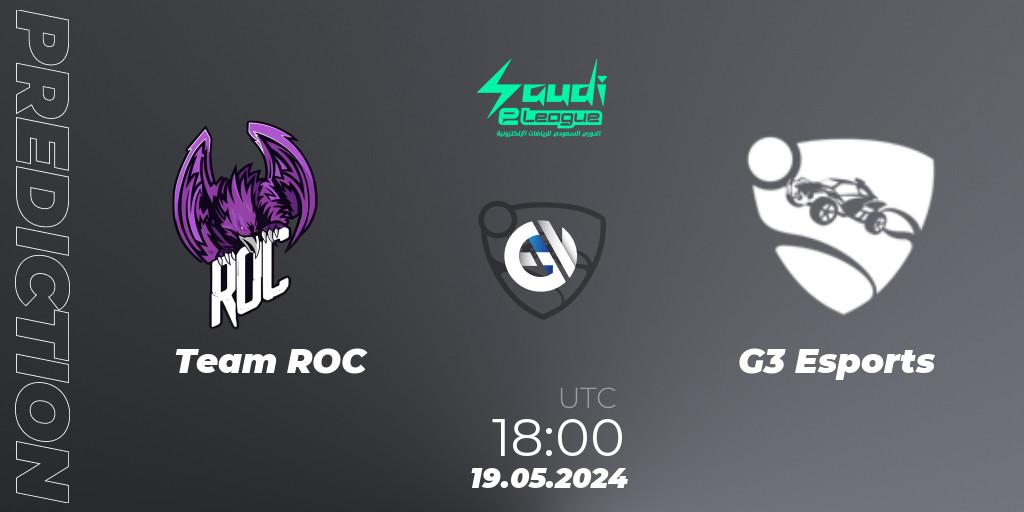 Pronósticos Team ROC - G3 Esports. 19.05.2024 at 18:00. Saudi eLeague 2024 - Major 2: Online Major Phase 1 - Rocket League