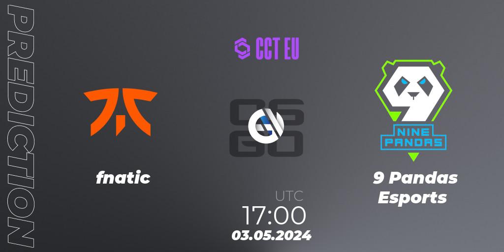 Pronósticos fnatic - 9 Pandas Esports. 03.05.2024 at 18:10. CCT Season 2 Europe Series 1 - Counter-Strike (CS2)