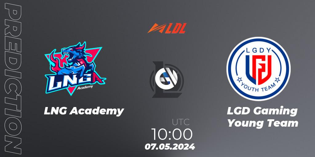 Pronósticos LNG Academy - LGD Gaming Young Team. 07.05.2024 at 10:00. LDL 2024 - Stage 2 - LoL