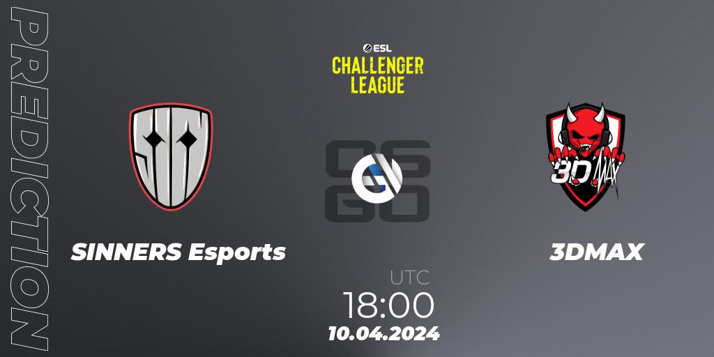 Pronósticos SINNERS Esports - 3DMAX. 10.04.2024 at 18:00. ESL Challenger League Season 47: Europe - Counter-Strike (CS2)