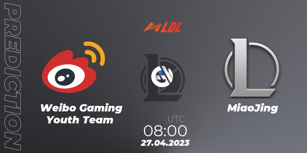 Pronósticos Weibo Gaming Youth Team - MiaoJing. 27.04.2023 at 09:10. LDL 2023 - Regular Season - Stage 2 - LoL