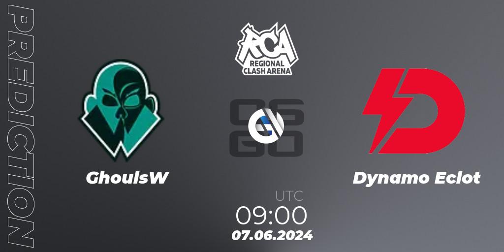 Pronósticos GhoulsW - Dynamo Eclot. 07.06.2024 at 09:00. Regional Clash Arena Europe - Counter-Strike (CS2)
