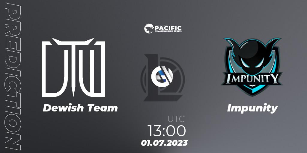 Pronósticos Dewish Team - Impunity. 01.07.2023 at 13:30. PACIFIC Championship series Group Stage - LoL