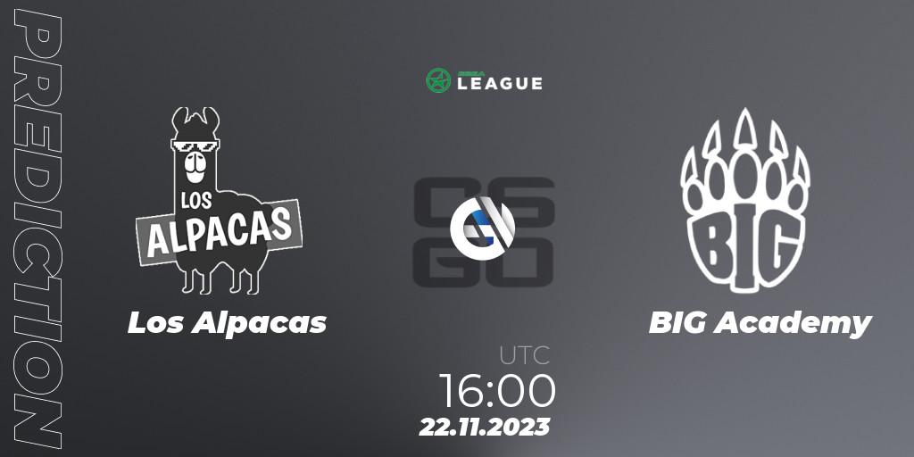 Pronósticos Los Alpacas - BIG Academy. 22.11.2023 at 16:00. ESEA Season 47: Advanced Division - Europe - Counter-Strike (CS2)