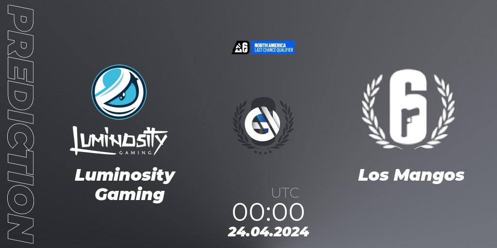 Pronósticos Luminosity Gaming - Los Mangos. 23.04.24. North America League 2024 - Stage 1: Last Chance Qualifier - Rainbow Six