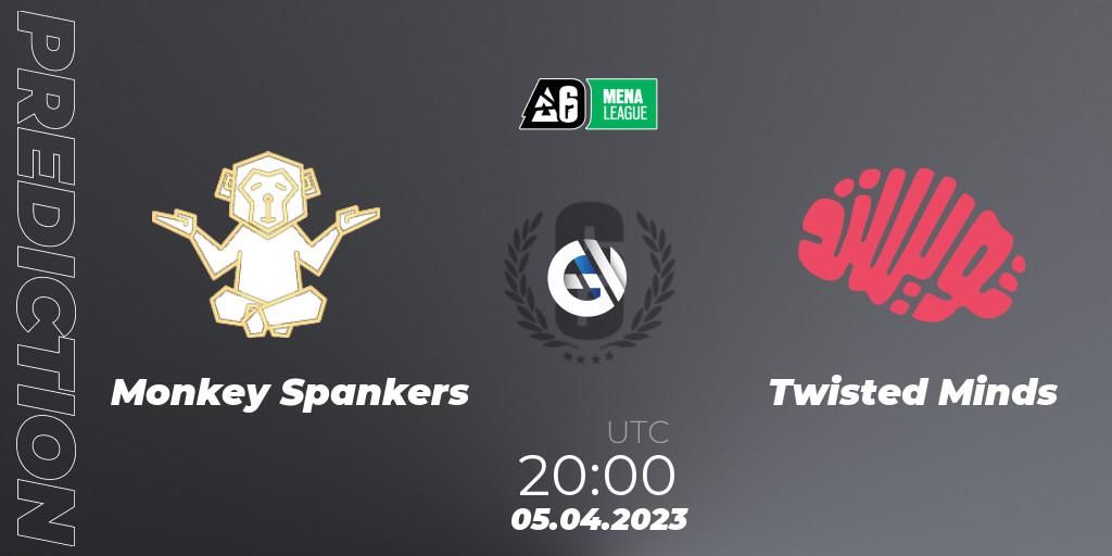 Pronósticos Monkey Spankers - Twisted Minds. 05.04.2023 at 20:00. MENA League 2023 - Stage 1 - Rainbow Six