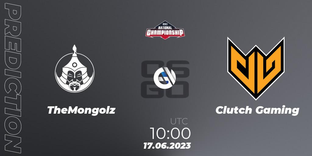 Pronósticos TheMongolz - Clutch Gaming. 17.06.2023 at 10:00. ESN National Championship 2023 - Counter-Strike (CS2)